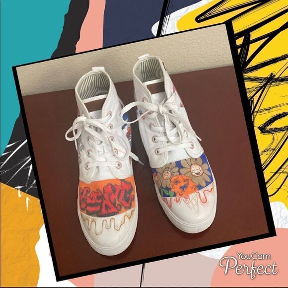 👟🛹BANGS ONE OF KIND HIGH-TOPS SKATE DESIGN SHOES 👞 - Picture 4 of 13